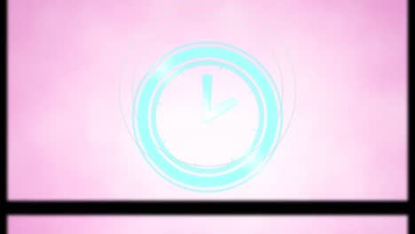 Animation-Sich-Drehender-Kreise-Mit-Glitch-Auf-Rosa-Hintergrund