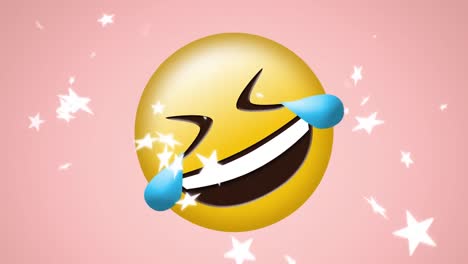 Animation-of-smiling-emoji-icon-on-pink-background