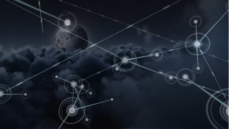 Animation-Des-Netzwerks-Von-Verbindungen-über-Dem-Himmel