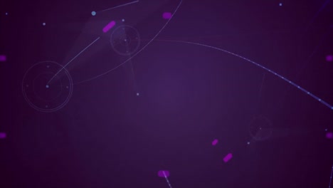 Animation-of-purple-scope-and-network-of-connections-on-green-background