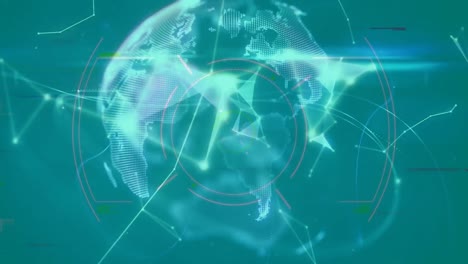 Animation-of-globe-and-network-of-connections-on-green-background