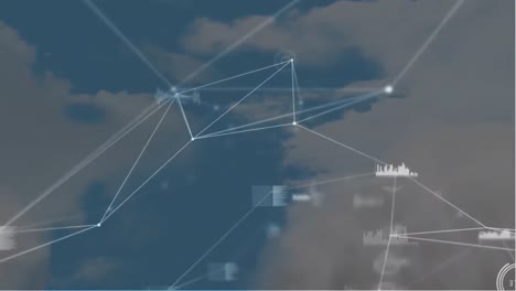 Animation-of-network-of-connections-over-sky