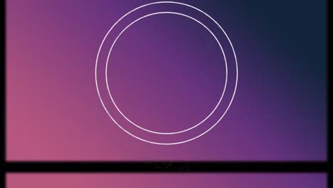 Animation-of-spinning-circles-with-glitch-on-purple-background