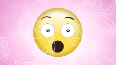 Animation-of-surprised-emoji-icon-on-pink-background