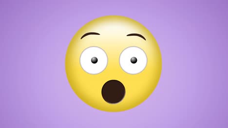 Animation-of-surprised-emoji-icon-on-purple-background