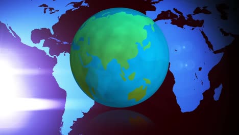 Animation-Von-Globus,-Weltkarte-Und-Verbindungsnetzwerken