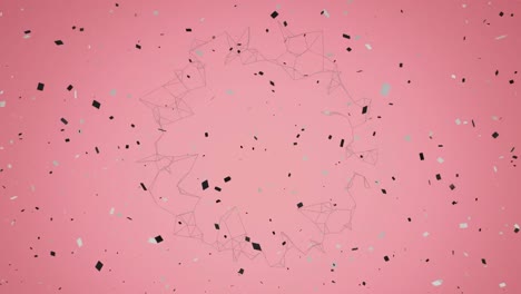 Animation-of-spinning-network-of-connections-on-pink-background