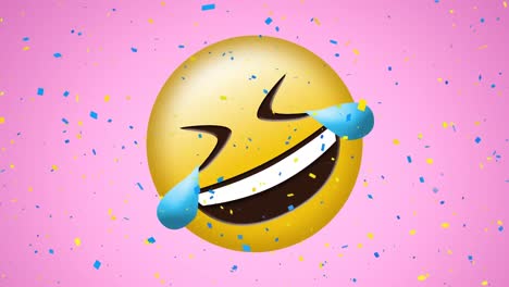 Animación-Del-Icono-Emoji-Sonriente-Sobre-Fondo-Rosa
