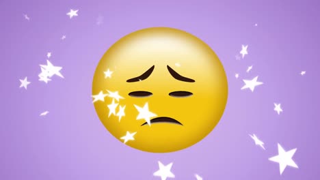 Animation-of-sad-emoji-icon-on-purple-background