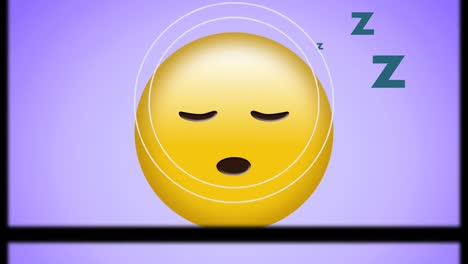 Animation-of-sleeping-emoji-icon-on-purple-background