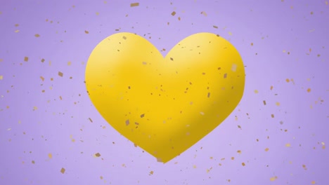 Animation-of-emoji-heart-icon-with-confetti-on-purple-background