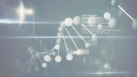 Animation-Eines-Rotierenden-3D-Modell-DNA-Strangs-Mit-Lichtern-Und-Datenverarbeitung-Auf-Der-Schnittstelle