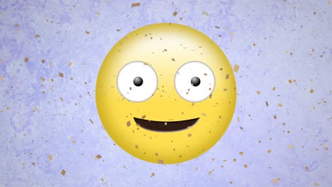 Animation-of-smiling-emoji-icon-on-purple-background