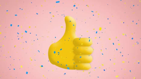 Animation-of-thumbs-up-emoji-icon-on-pink-background