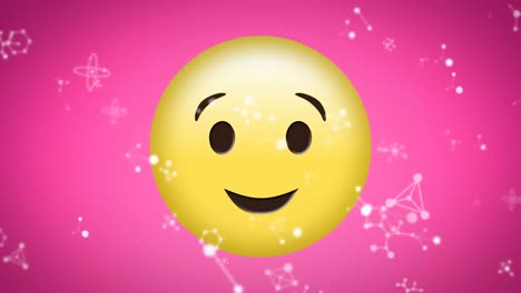 Animation-of-smiling-emoji-icon-on-pink-background