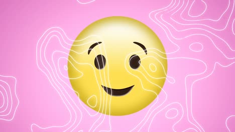 Animación-Del-Icono-Emoji-Sonriente-Sobre-Fondo-Rosa