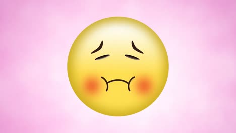 Animation-of-sad-emoji-icon-on-pink-background