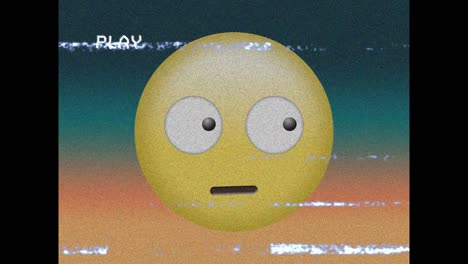 Animation-Des-Emoji-Symbols-Auf-Dem-Bildschirm-Mit-Glitch-Auf-Grünem-Hintergrund