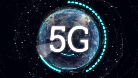 Animation-of-5g-text-with-globe-and-network-of-connections