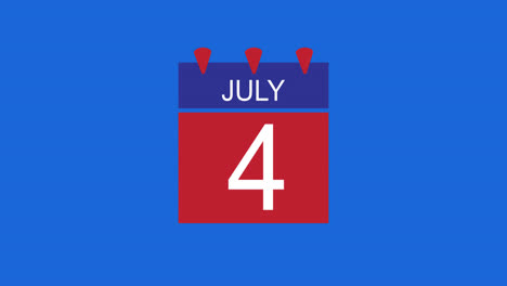 Animation-of-fourth-of-july-calendar-date-on-blue-circle-and-white-background