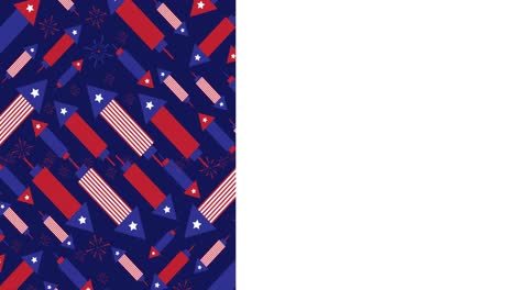 Animation-of-red,-white-and-blue-american-flag-colours-with-copy-space-on-white