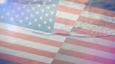 Animation-Der-Amerikanischen-Flagge-über-Dem-Meer