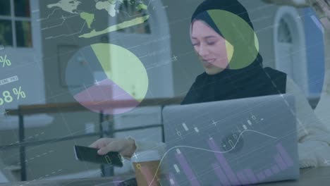 Animación-De-Estadísticas-Y-Procesamiento-De-Datos-Sobre-Mujeres-Con-Hijab-Usando-Una-Computadora-Portátil