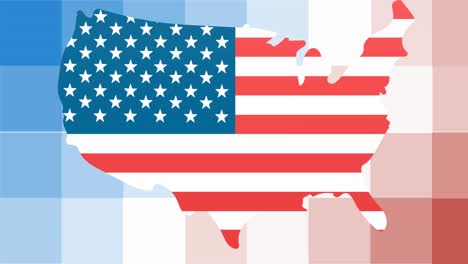 Animation-Der-Amerikanischen-Flagge-Auf-Roten,-Weißen-Und-Blauen-Pixeln