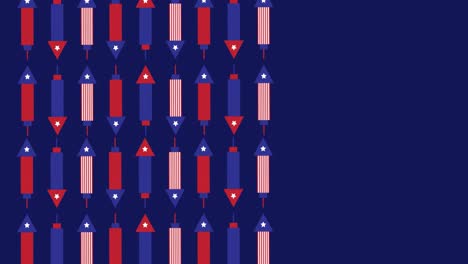 Animation-of-american-flag-pattern-with-copy-space-on-blue-background