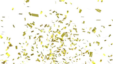 Animation-of-gold-confetti-falling-on-white-background