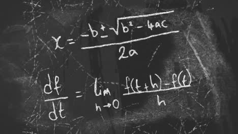 Animation-of-mathematical-equations-over-distressed-grey-background