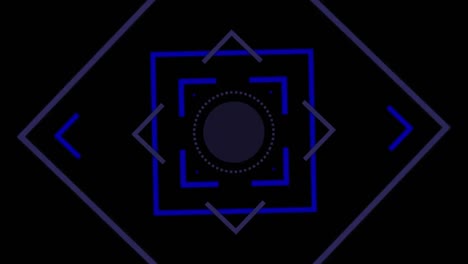 Animation-of-rotating-corners-of-square-blue-and-grey-scope-on-black-interface,