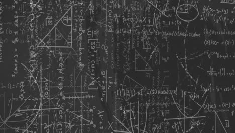 Animation-of-mathematical-equations-over-distressed-grey-background