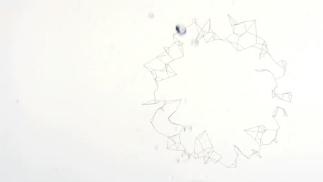 Animation-Eines-Rotierenden-Netzwerkrings-Mit-Ungeschliffenen-Diamanten,-Die-Auf-Weißen-Hintergrund-Fallen