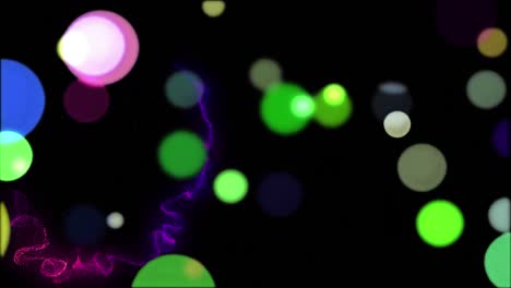 Animation-of-multiple-glowing-spots-moving-in-hypnotic-motion-on-black-background