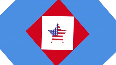 Animation-of-star-on-red,-white-and-blue-american-flag-colours