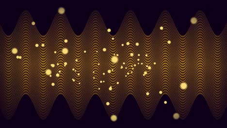 Animation-of-multiple-glowing-spots-moving-in-hypnotic-motion-on-brown-lined-background