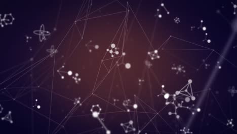 Animation-of-networks-of-connections-and-molecules-on-blue-background
