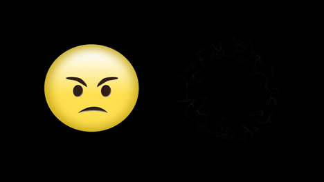 Animation-of-angry-emoji-emoticon-icon-with-copy-space-on-black-background