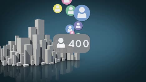 Animation-Von-Social-Media-Symbolen-Und-Zahlen-über-Dem-Stadtbild