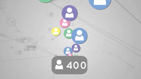 Animation-of-social-media-icons-over-network-of-connections-with-statistics