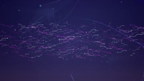 Animation-of-networks-of-connections-on-blue-background