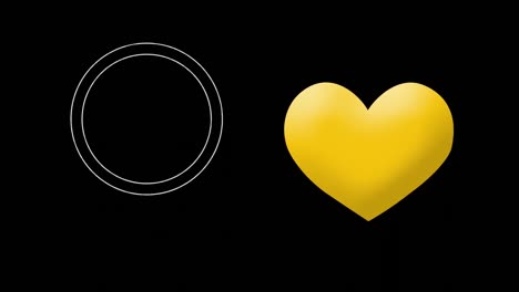 Animation-of-heart-emoji-emoticon-icon-and-circles-on-black-background