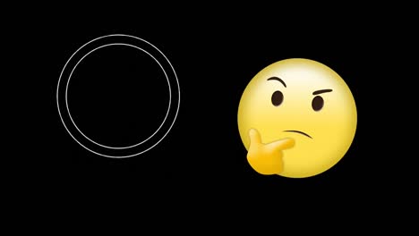 Animation-Des-Denkenden-Emoji-Emoticon-Symbols-Und-Kreisen-Auf-Schwarzem-Hintergrund