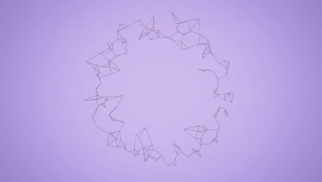Animation-of-circle-network-connections-rotating-on-lilac-background