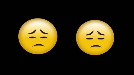 Animation-Zweier-Trauriger-Emoji-Emoticon-Symbole-Auf-Schwarzem-Hintergrund