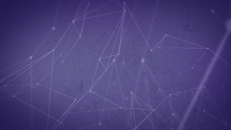 Animation-of-network-of-connections-with-glowing-spots-on-purple-background