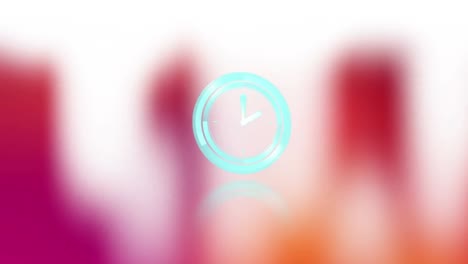 Animation-of-clock-moving-fast-on-digital-colorful-background