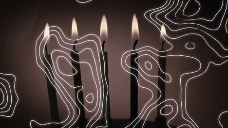 Animation-Von-Isohypsen,-Die-Sich-über-Erlöschende-Kerzen-Bewegen