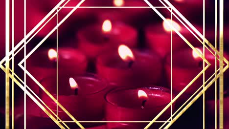 Animation-of-golden-squares-framing-red-candles